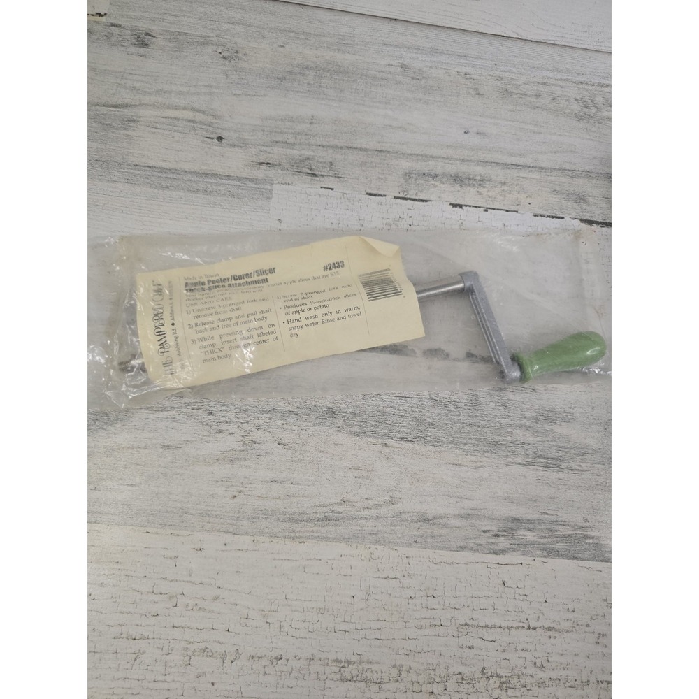 Pampered Chef Apple Peeler Corer Slicer Thick Slice Attachment 2433 Green Handle